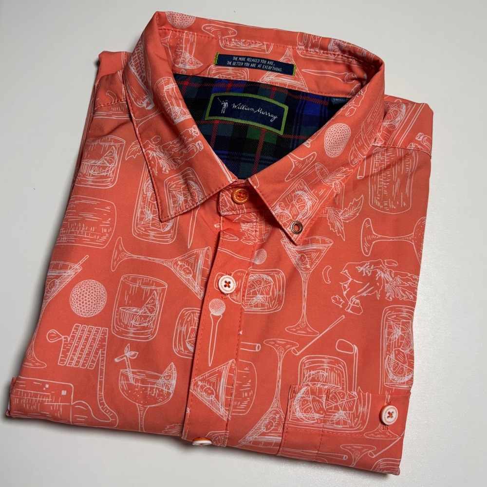 William‎ Murray Titos collab golf shirt Mens L vodka Cocktail Print Short Sleeve - Picture 2 of 9